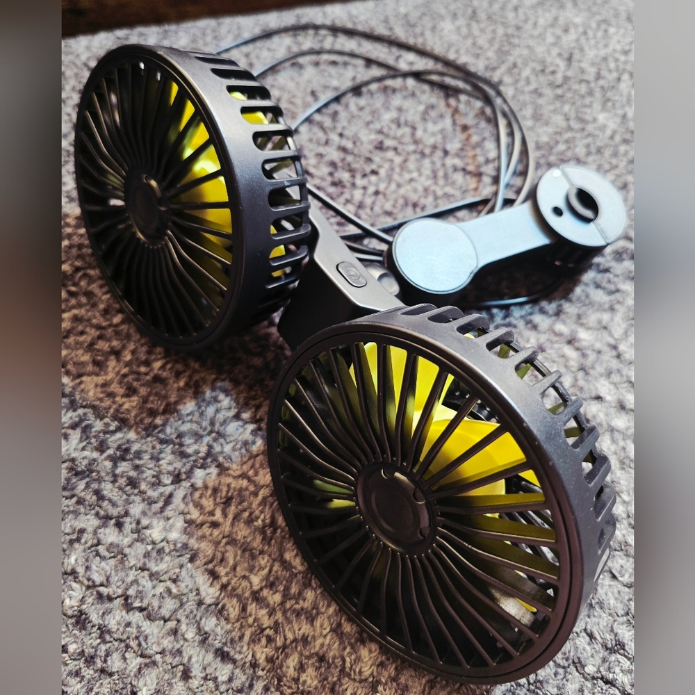 Dual Car Seat Fan USB 360° Rotating Headrest Cooling Fan 3 Speed Adjustable Back